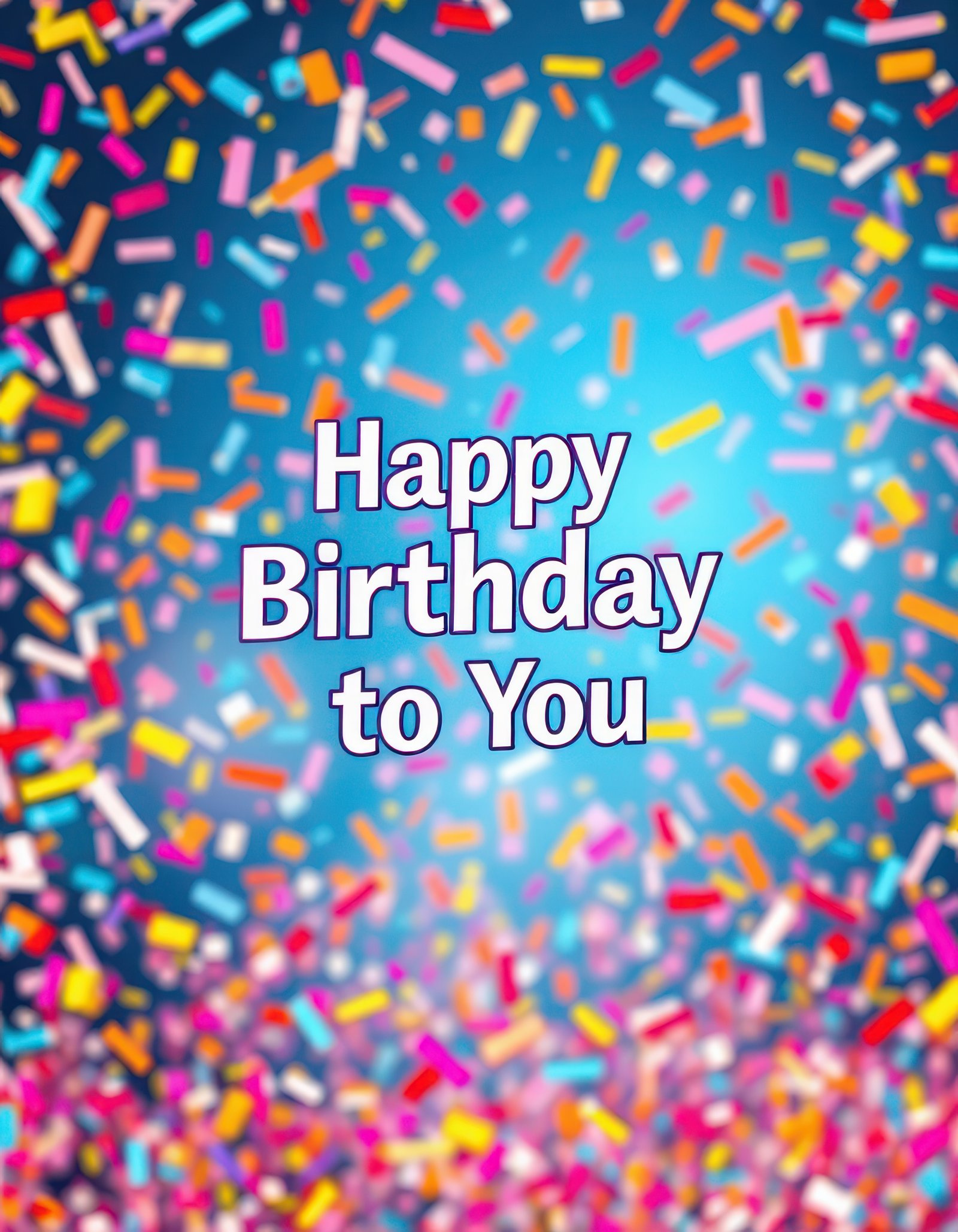 Colorful birthday celebration with confetti and cheerful message in a festive atmosphere